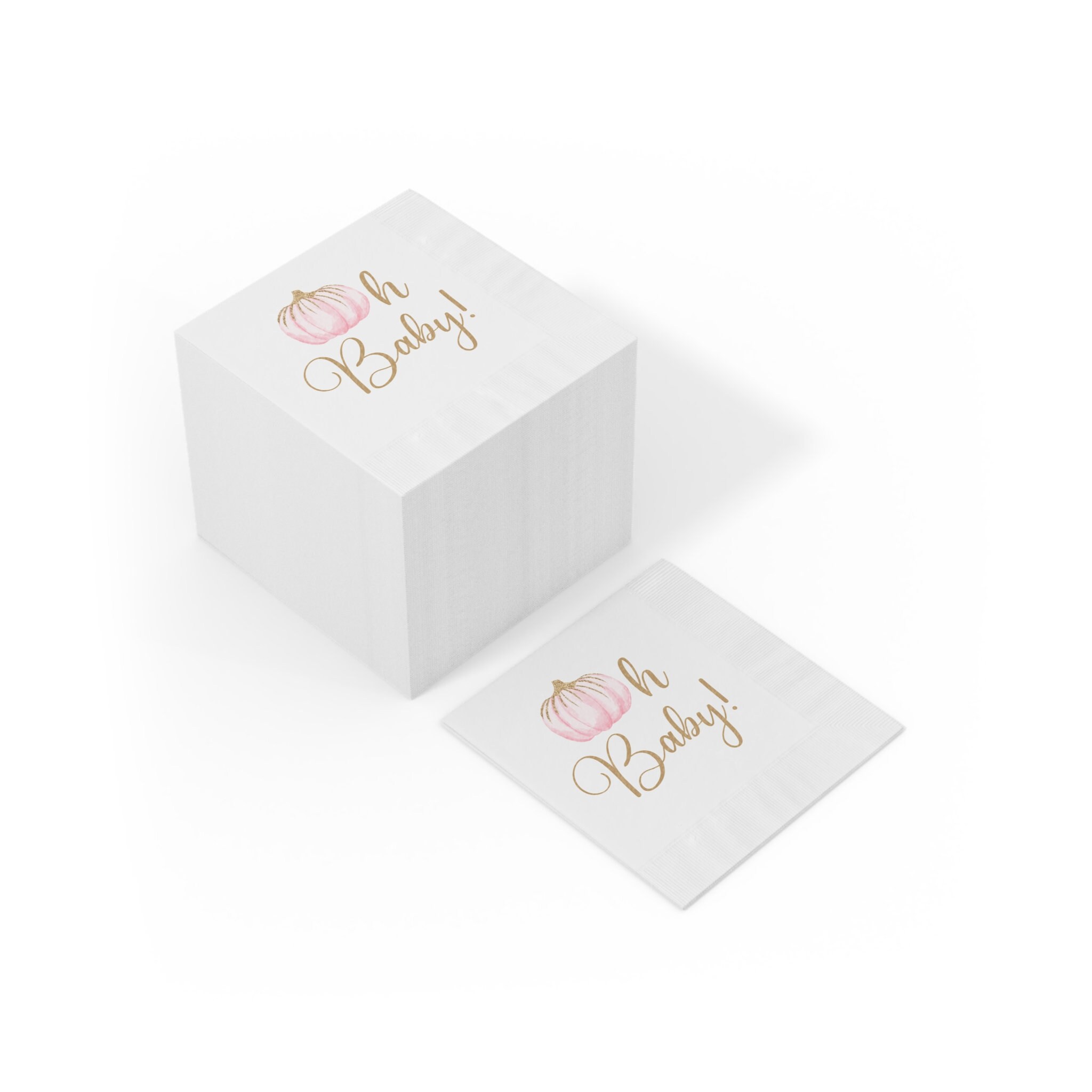 Oh Baby Pumpkin Napkins - Pumpkin Party Napkins Pink and Gold Pumpkin Napkins Little Pumpkin Fall Baby Shower Pink Pumpkin Little Pumpkin - Image 4