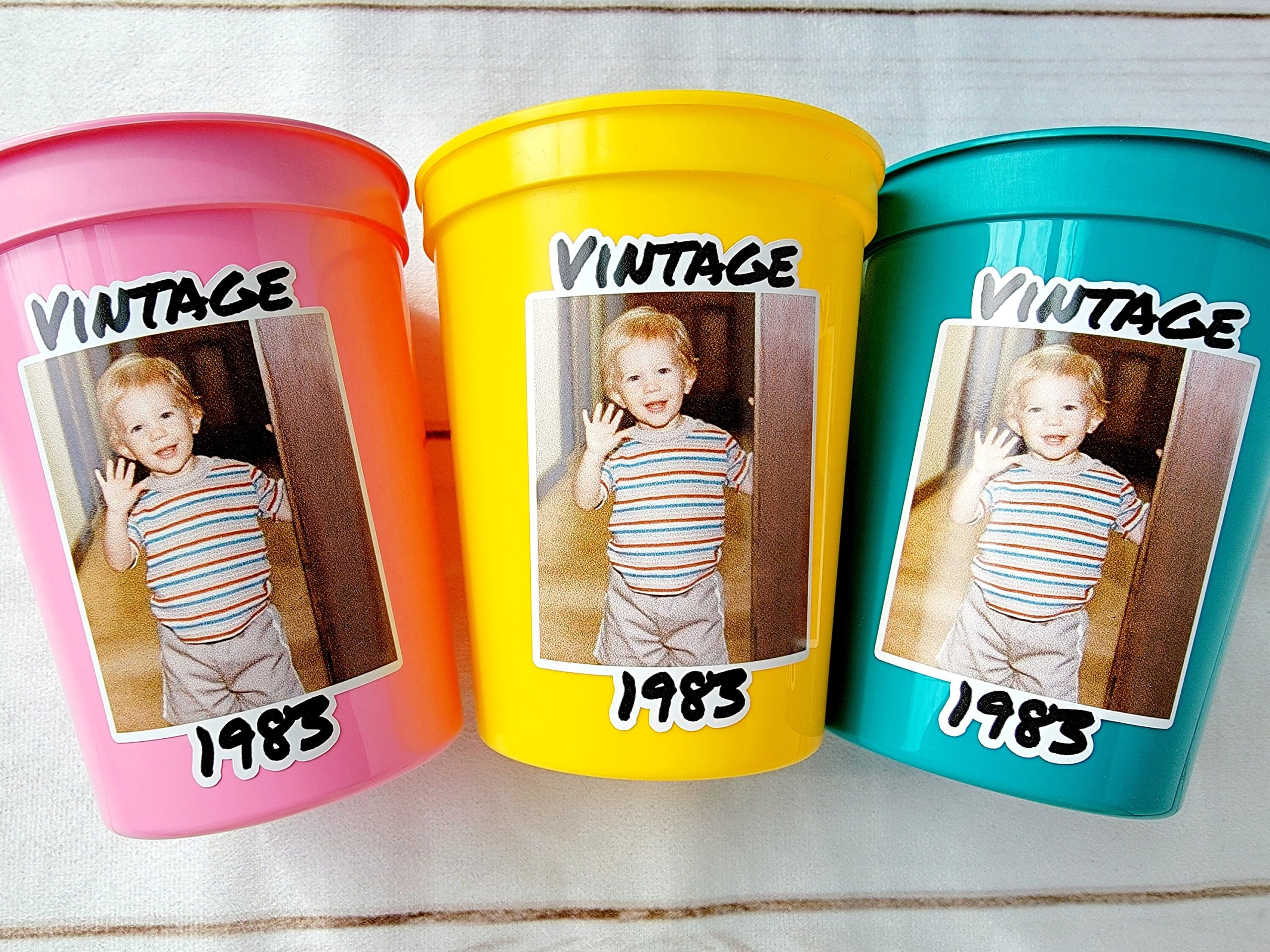 Custom Plastic Party Cups Personalized Party Cups Personalized 40th Birthday Cups Vintage 40th Cups 1985 Custom Face Party Cups Decorations - Image 2