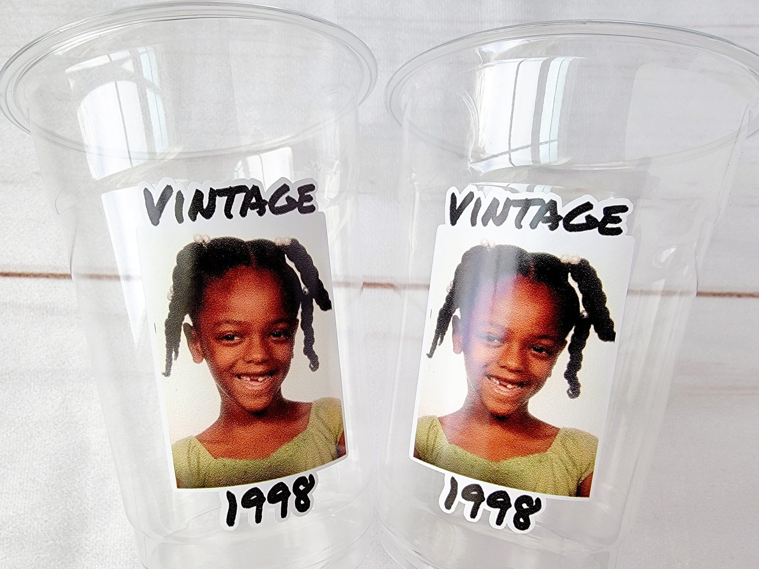 Custom Photo Cups 16oz | Personalized Plastic Party Cups with Text & Picture | Face Cups Birthday Favors | Vintage Year Est Cups Decorations - Image 6