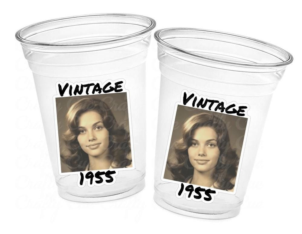 Custom Plastic Cups, Personalized Party Cups, 70th Birthday, Personalized 70th Birthday, Custom Face Cups, Custom Party decorations, Favors - Image 6