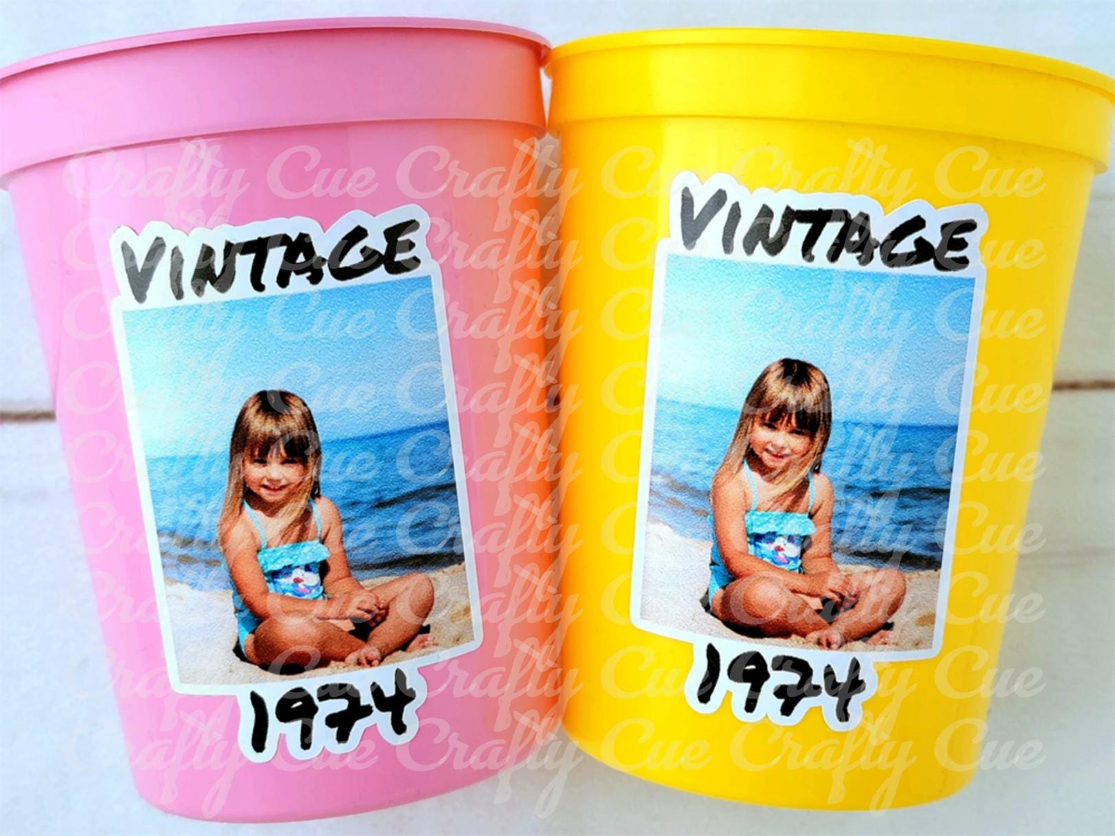 Custom Plastic Party Cups Personalized Party Cups Personalized 50th Birthday Cups Vintage 50th Cups 1975 Custom Face Party Cups Decorations - Image 2