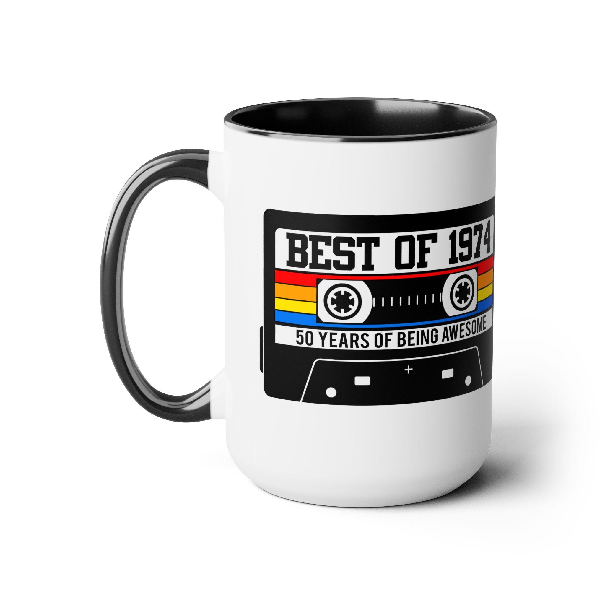 50th BIRTHDAY MUG 50th Party Decorations 50th Party Favors 50th Birthday Gift Cassette Tape Mug Best of 1975 Birthday Vintage 1975 - Image 2
