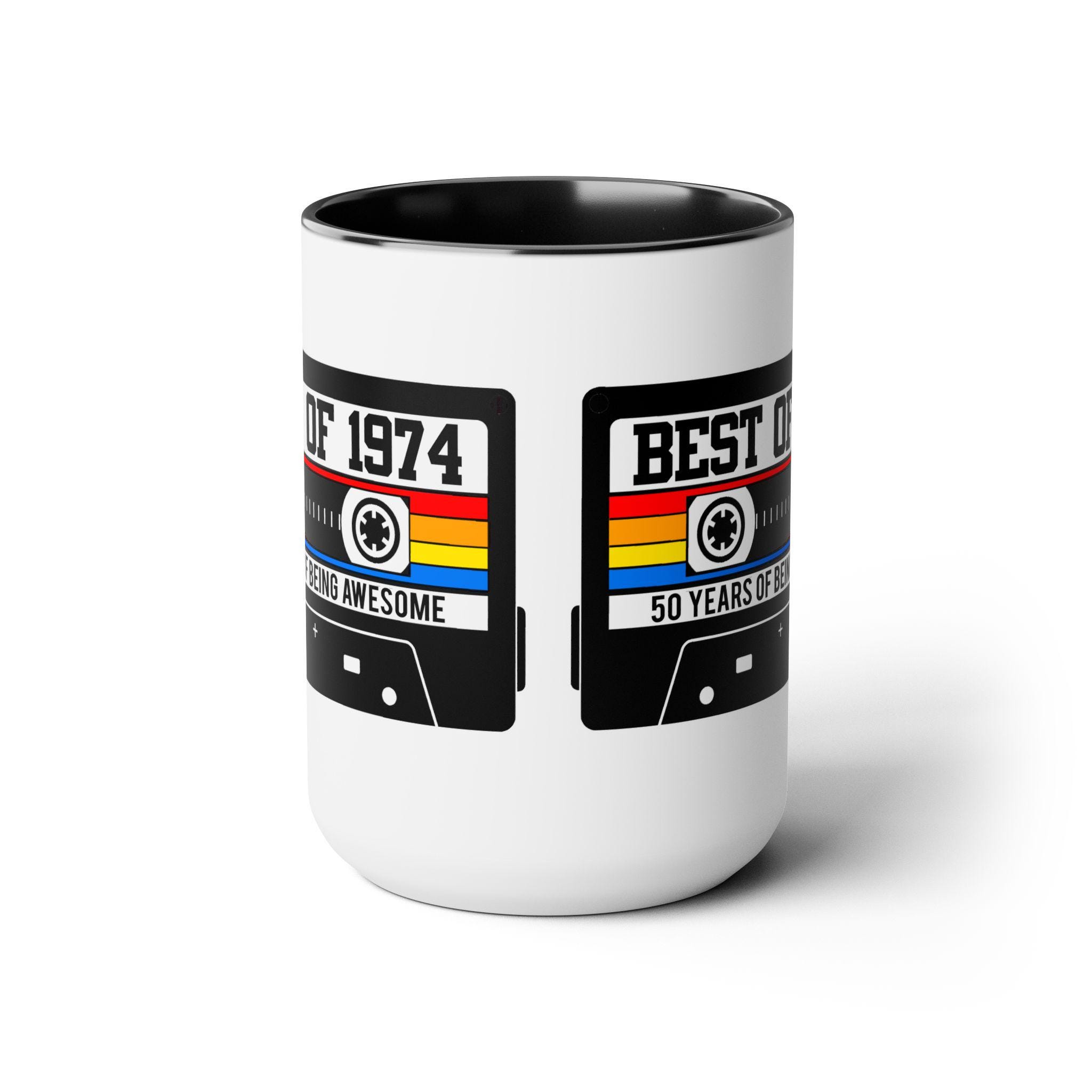 50th BIRTHDAY MUG 50th Party Decorations 50th Party Favors 50th Birthday Gift Cassette Tape Mug Best of 1975 Birthday Vintage 1975 - Image 3