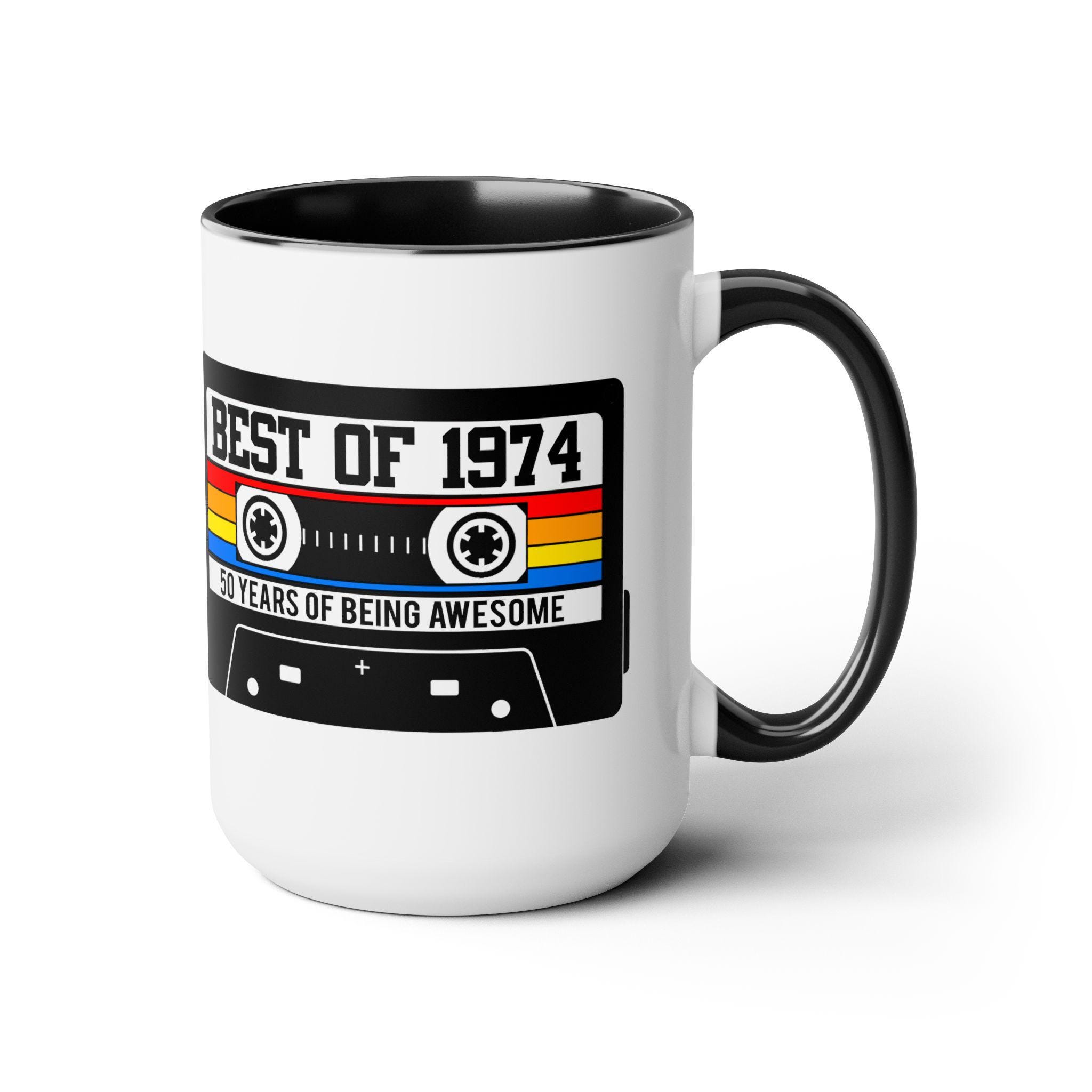 50th BIRTHDAY MUG 50th Party Decorations 50th Party Favors 50th Birthday Gift Cassette Tape Mug Best of 1975 Birthday Vintage 1975 - Image 4