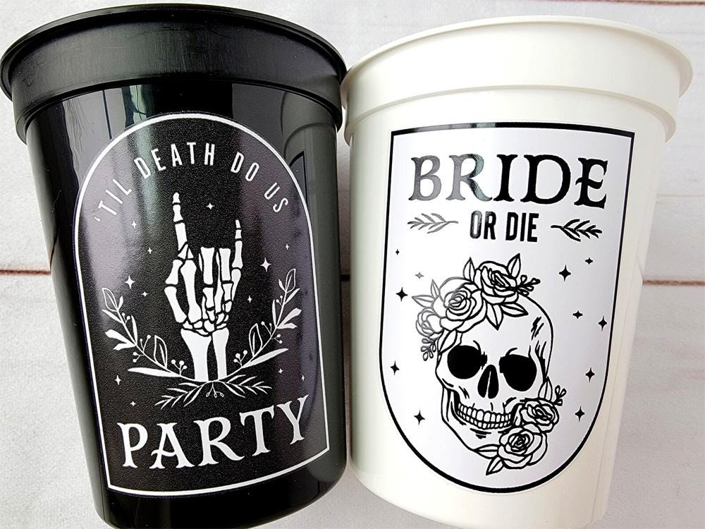 Bride or Die Cups Till Death Do Us Party Cups Bachelorette Party Cups Black Wedding Cups Bachelorette Party Favors Wedding Gifts Bridesmaids - Image 3