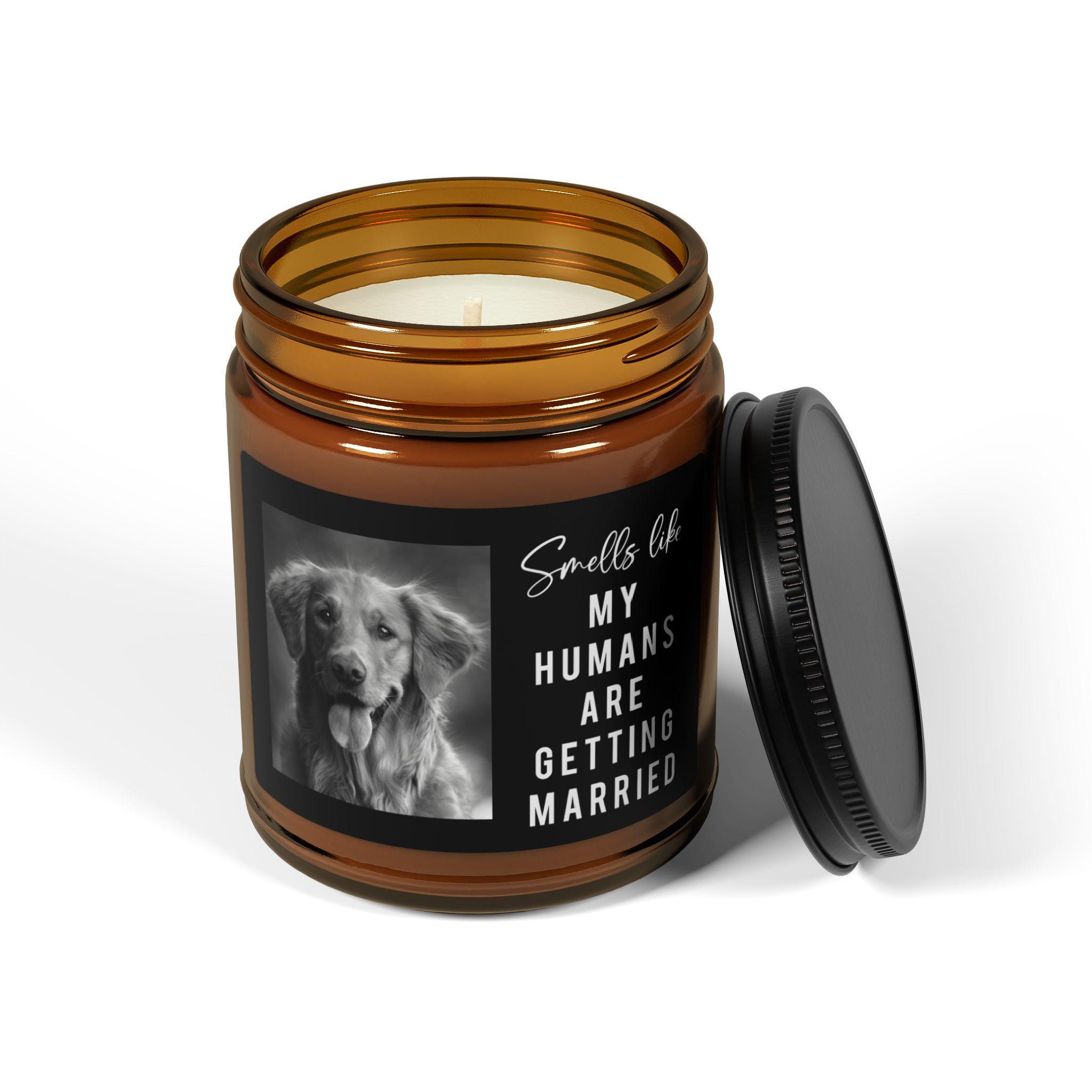 Smells Like My Humans Are Getting Married, Dog Parents Engagement Gift, Custom Pet Photo, She Said Yes Gift, Dog Mom Dad Gift, Soy Candle - Image 2