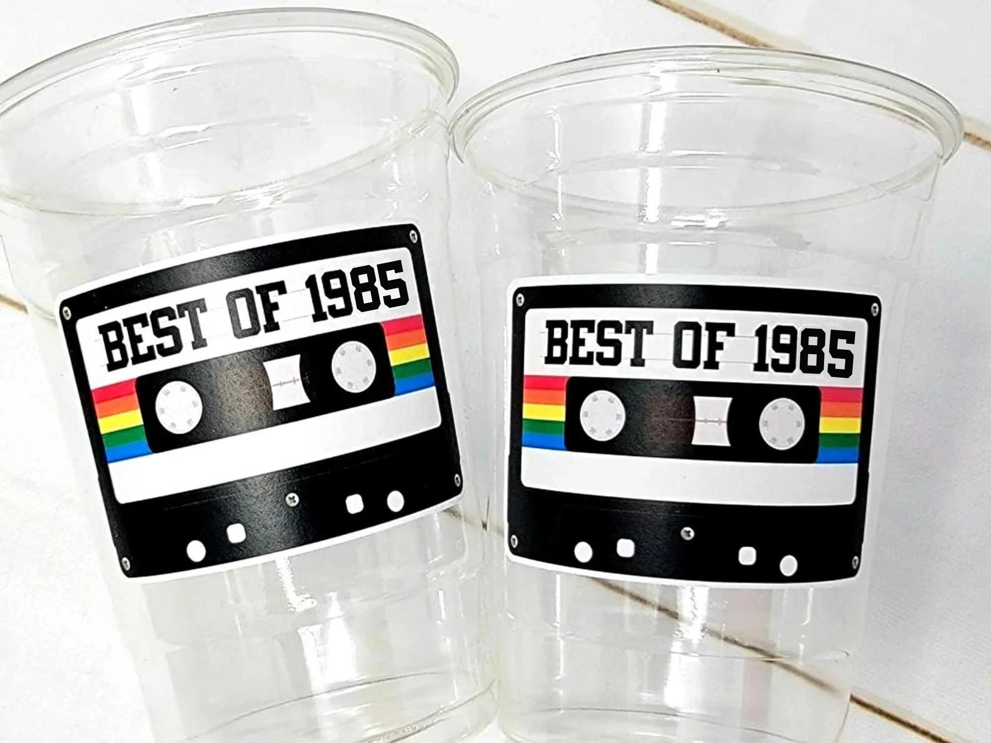 40th PARTY CUPS 40th Birthday Decoration 40th Party Favors 40th Party 40th Birthday Cassette Tape Party Best of 1985 Birthday Vintage 1985 - Image 3