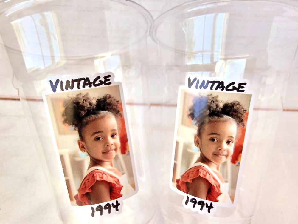 Custom Photo Cups 16oz Personalized Plastic Cups Photo Text Vintage Est Year Face Picture for Birthday Parties Events Supplies Decorations - Image 4