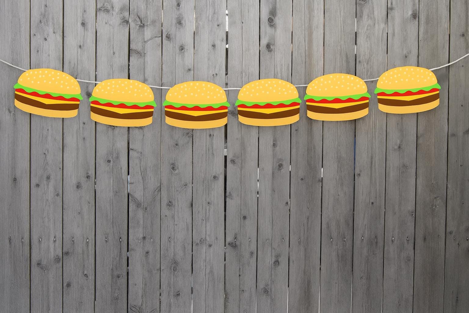 Hamburger Garland, Hamburger Banner, Fast Food Banner, Fast Food Garland, Photo Prop - Image 2