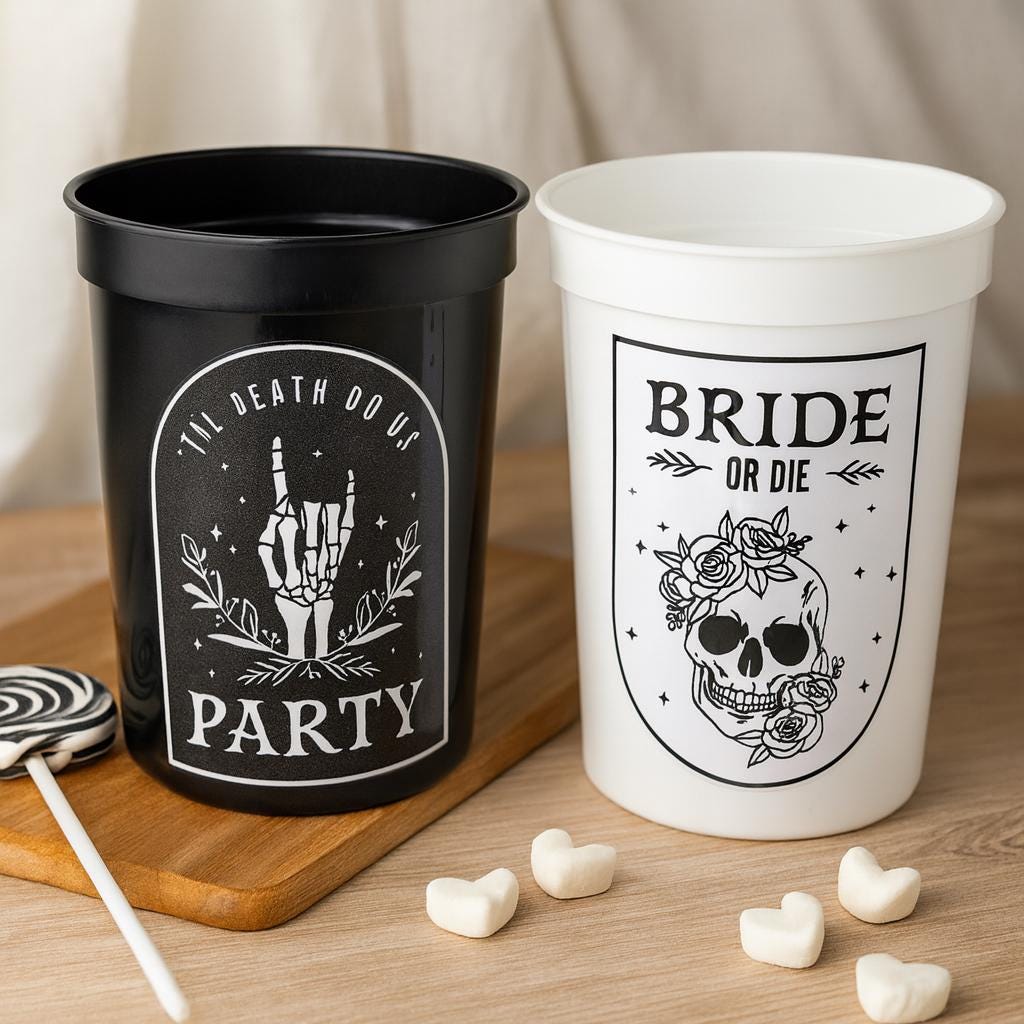 Bride or Die Cups Till Death Do Us Party Cups Bachelorette Party Cups Black Wedding Cups Bachelorette Party Favors Wedding Gifts Bridesmaids - Image 2