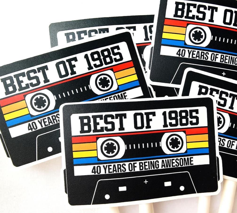40th Birthday Party Cupcake Toppers Tan Cassette 40th Birthday Cupcake Toppers Best of 1985 Birthday Vintage 1985 Party 40th Birthday Party - Image 2