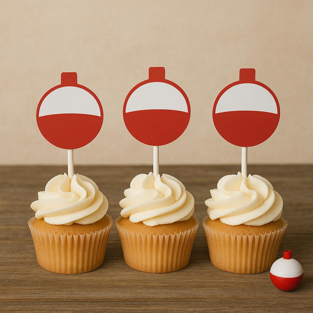 Fishing Cupcake Toppers, Fishing Bobber Cupcake Toppers, Fishing Party Cupcake Toppers, Fishing Birthday, Fishing Party, Fishing Baby Shower - Image 6