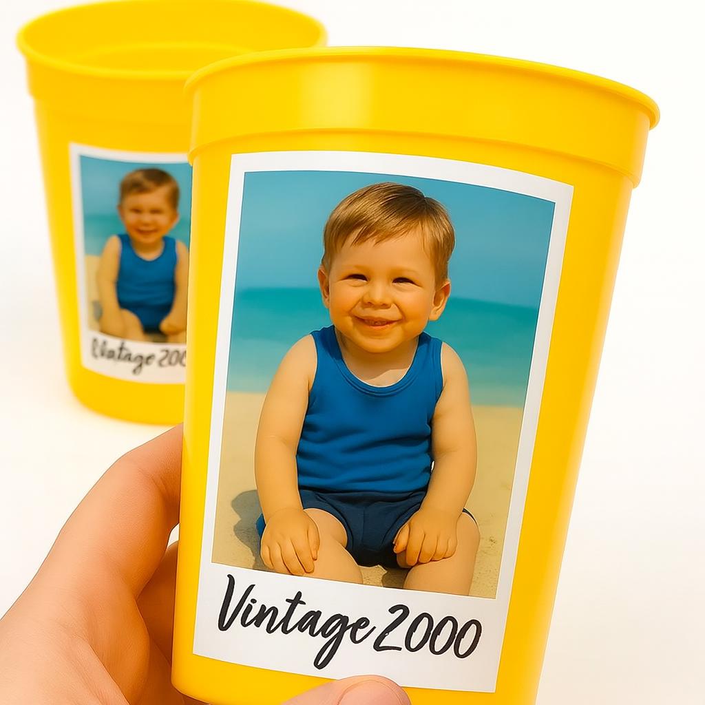 Custom Plastic Party Cups · Personalized Birthday Cups · Vintage Cups · Custom Face Photo Party Cups · Est. Year Cups & Decoration · Picture - Image 2