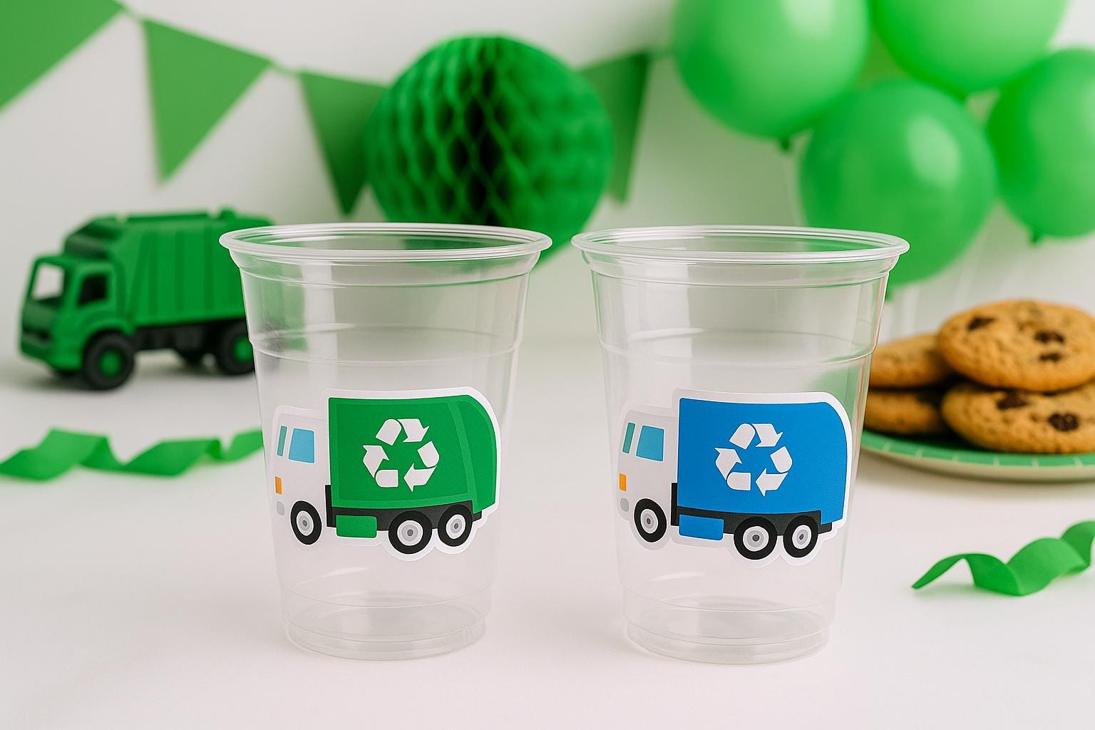 GARBAGE TRUCK PARTY Cups - Garbage Truck Treat Cups Garbage Truck Party Favors Garbage Truck Birthday Favors Trash Garbage Birthday Recycle - Image 3