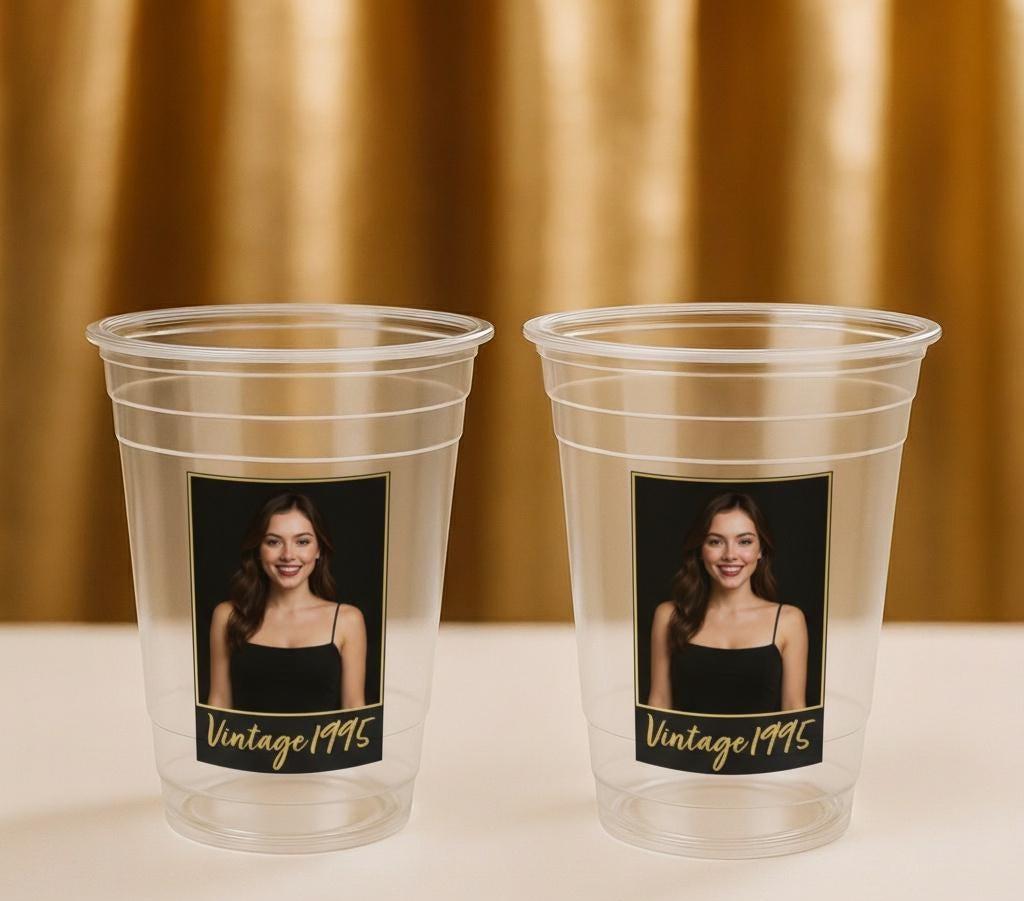 Luxury Custom Party Cups 16oz – Personalized Photo or Text – Elegant Birthday, Wedding, Anniversary, Graduation Party Supplies, Glam Cups - Image 5