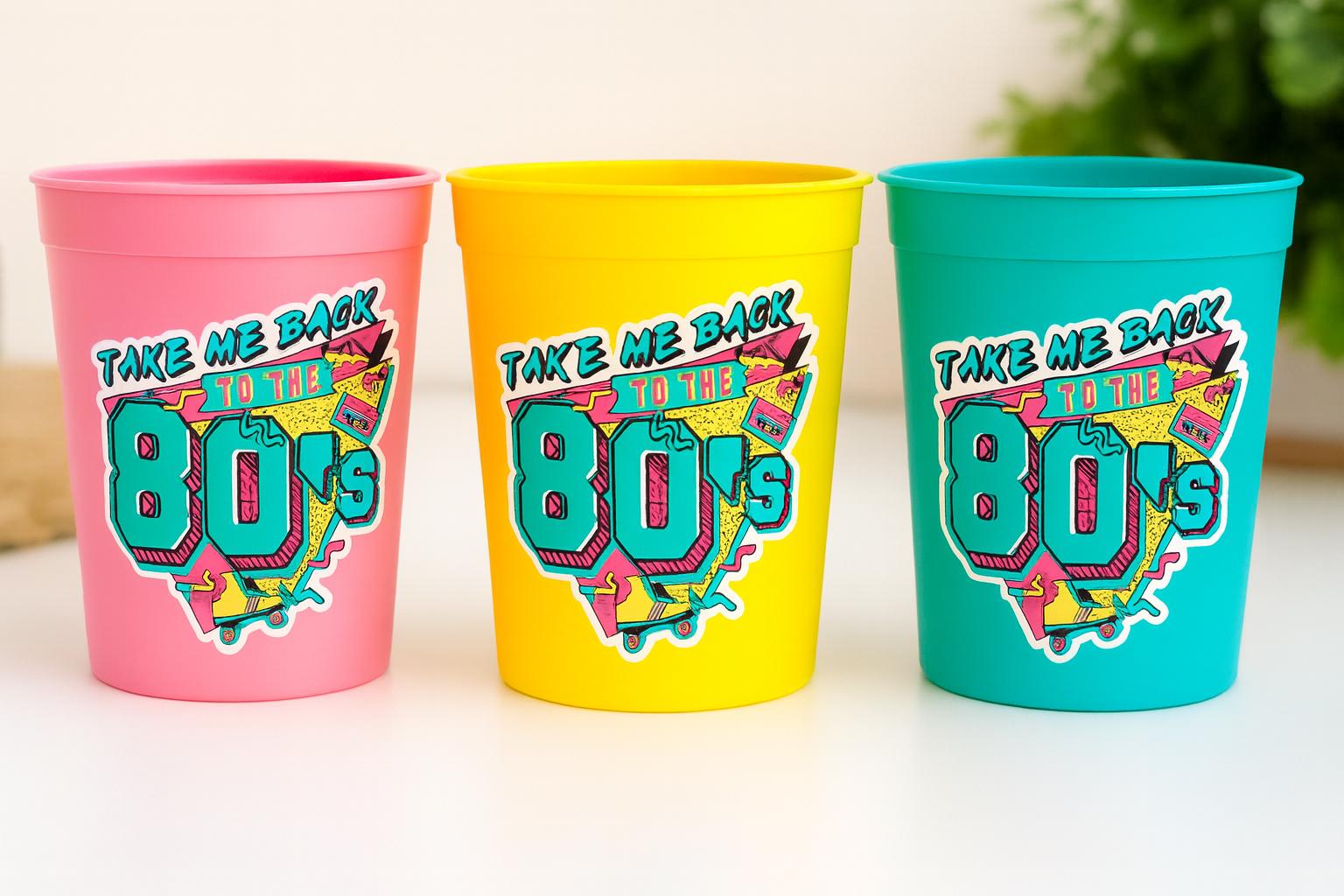 I Love the 80'S PARTY CUPS - 80's Birthday Cups 80's Party Cups 80's Decorations 80's Birthday Party 80's Birthday Party Decorations 80s - Image 2