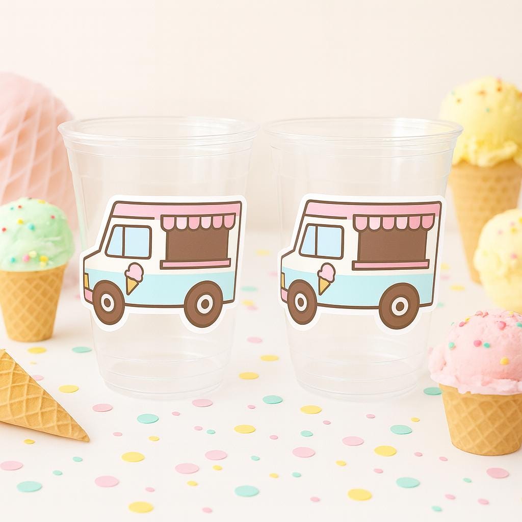 ICE CREAM PARTY Cups - Ice Cream Birthday Ice Cream Party Ice Cream Treat Cups Ice Cream Party Cups Ice Cream Decorations Ice Cream Cups - Image 2