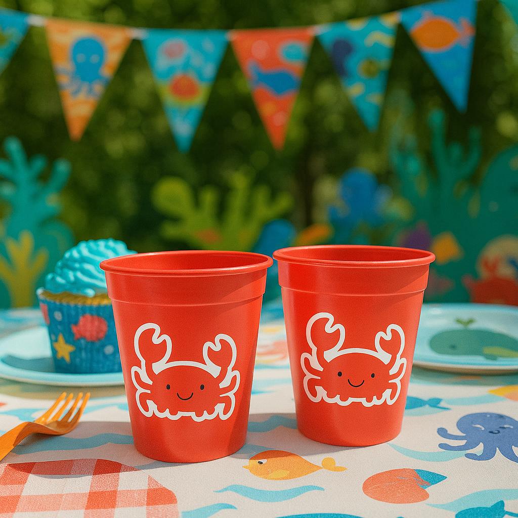 Crab Party Cups, Under the Sea Birthday Cups, Crab Treat Cup, Crab Party Favors, Ocean Baby Shower Decorations, Beach Party Cups, Crab Party - Image 2