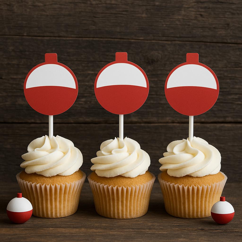 Fishing Cupcake Toppers, Fishing Bobber Cupcake Toppers, Fishing Party Cupcake Toppers, Fishing Birthday, Fishing Party, Fishing Baby Shower - Image 4
