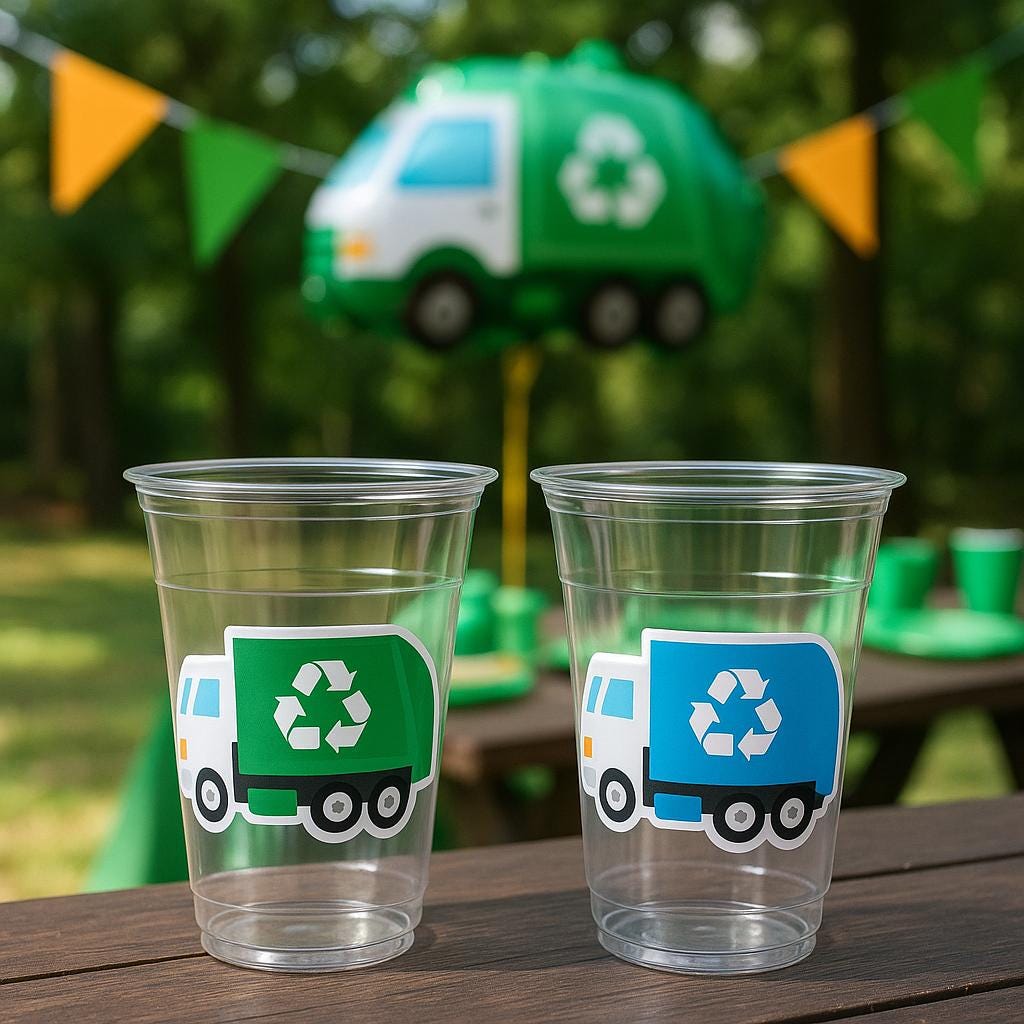 GARBAGE TRUCK PARTY Cups - Garbage Truck Treat Cups Garbage Truck Party Favors Garbage Truck Birthday Favors Trash Garbage Birthday Recycle - Image 7