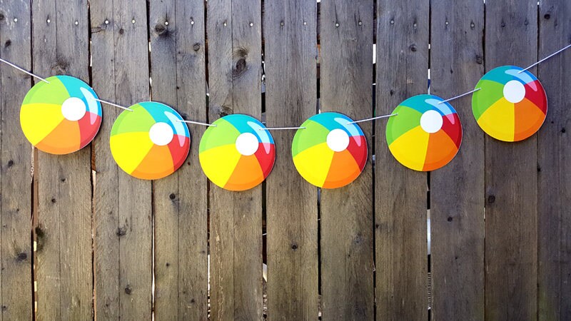 Beach Ball Garland, Beach Ball Banner, Summer Party Banner, Beach Wedding, Photo Prop - Image 2