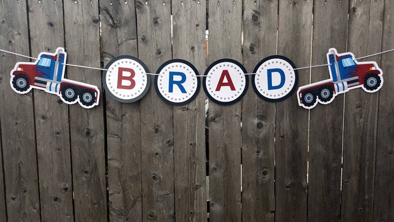 Semi Truck Banner, Semi Truck Sign, Semi Truck Birthday Banner - Semi Truck Party Banner, 18 Wheeler Banner - Image 2