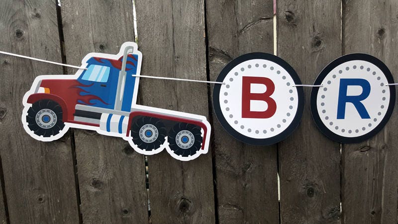 Semi Truck Banner, Semi Truck Sign, Semi Truck Birthday Banner - Semi Truck Party Banner, 18 Wheeler Banner - Image 3
