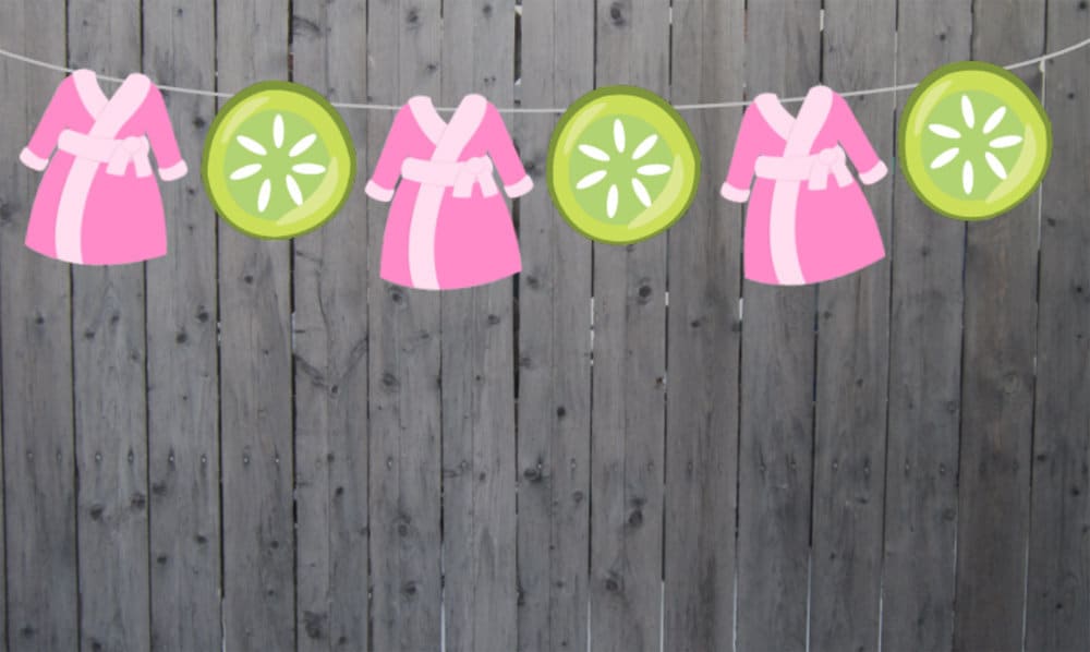 Spa Banner, Spa Garland, Spa Birthday Party, Spa Robe, Cucumber Garland, Spa Party Banner, Spa Party Garland, Spa Party Decorations, Spa Day - Image 2