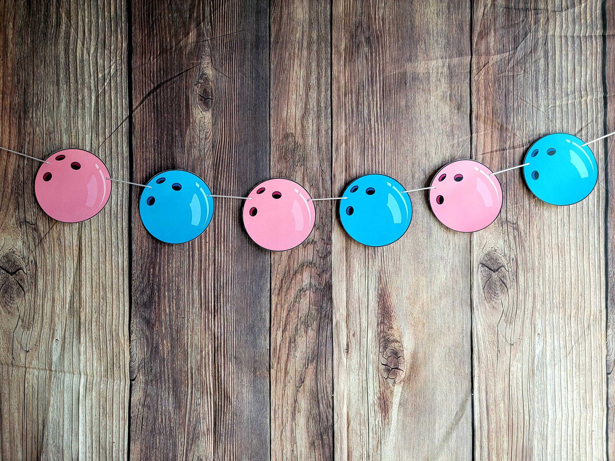 Bowling Garland, Bowling Banner, Bowling Gender Reveal Banner, Bowling Birthday Banner, Pink and Blue Bowling Ball Garland - Image 4