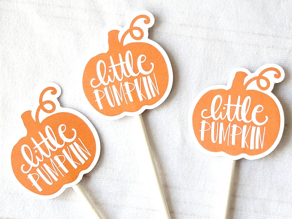 LITTLE PUMPKIN CUPCAKE Toppers - Pumpkin Cupcake Toppers Pumpkin Cake Toppers, Little Pumpkin Birthday, Pumpkin Party, Pink and Gold Pumpkin - Image 2