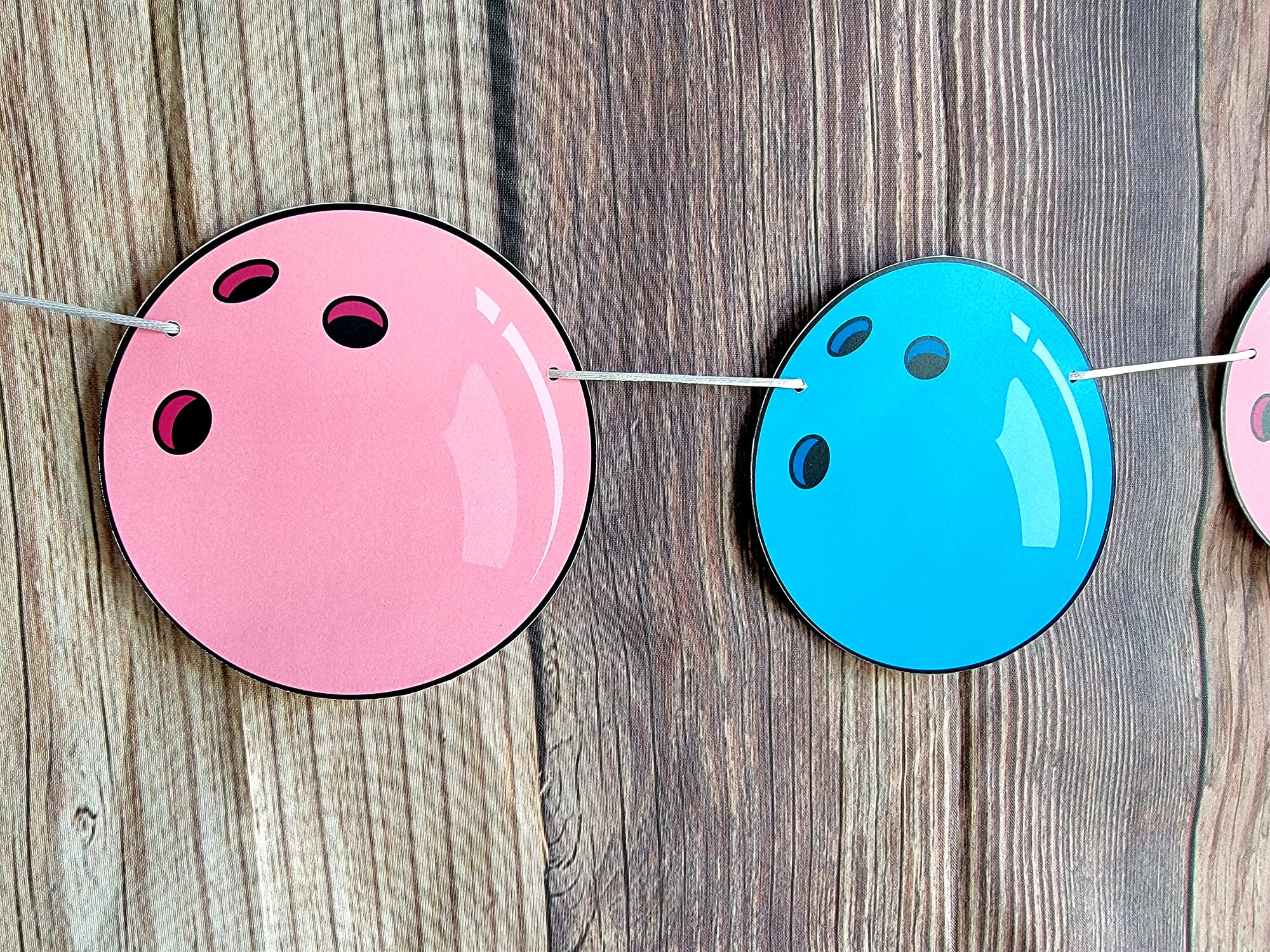 Bowling Garland, Bowling Banner, Bowling Gender Reveal Banner, Bowling Birthday Banner, Pink and Blue Bowling Ball Garland - Image 3