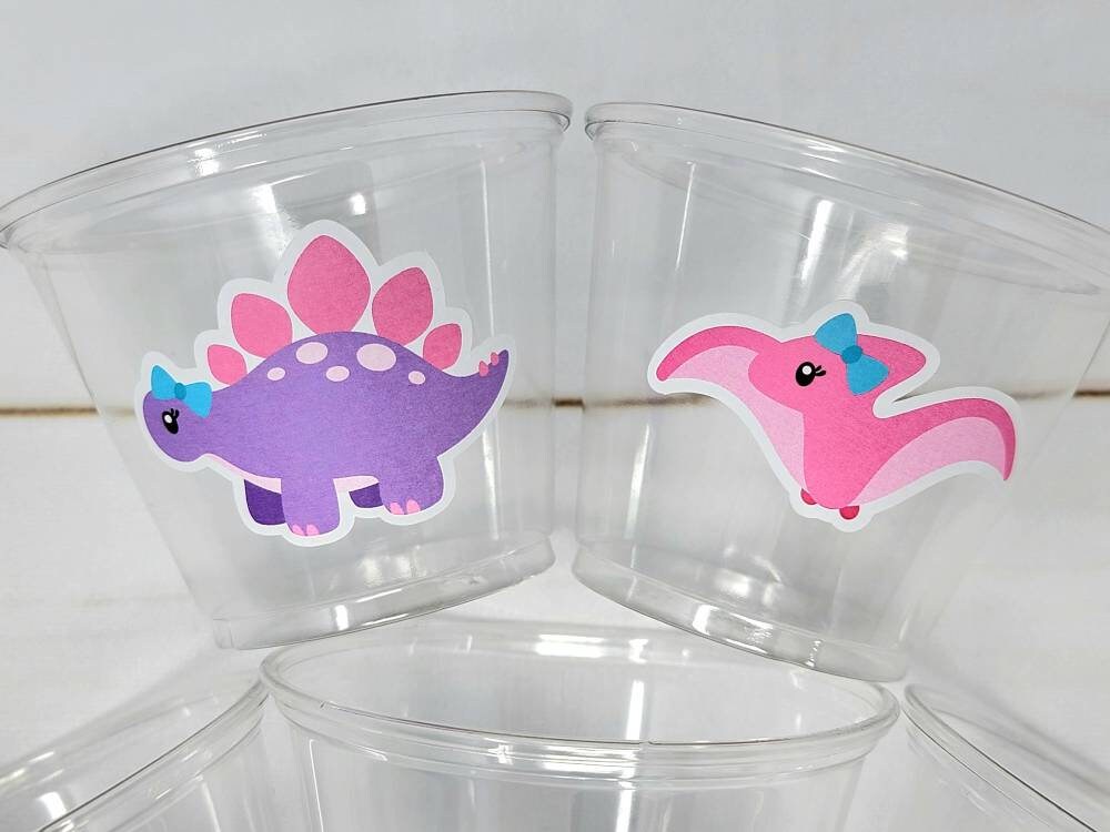 DINOSAUR PARTY CUPS - Girl Dinosaur Party Cups Girl Dinosaur Decorations Dinosaur Party Decorations Dinosaur Birthday Girl Dinosaur Party - Image 3