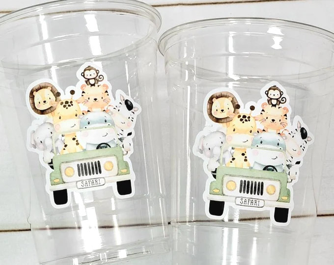 SAFARI PARTY CUPS  - Safari Birthday Cups Safari Birthday Safari Party Safari Decorations Safari Baby Shower Safari Favors Jungle Party Cups - Image 3
