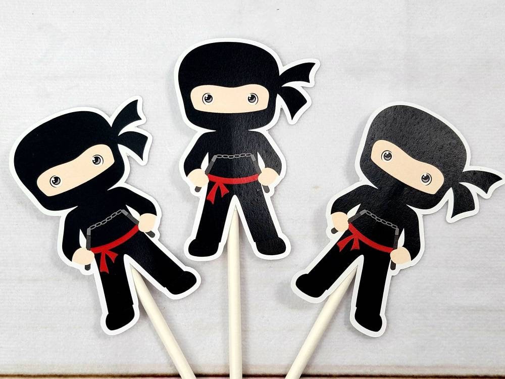 Ninja Cupcake Toppers Ninja Birthday Decorations Ninja Party Ninja Party Supplies Ninja Cupcake Picks Ninja Cake Toppers Ninja Cupcake Decor - Image 2