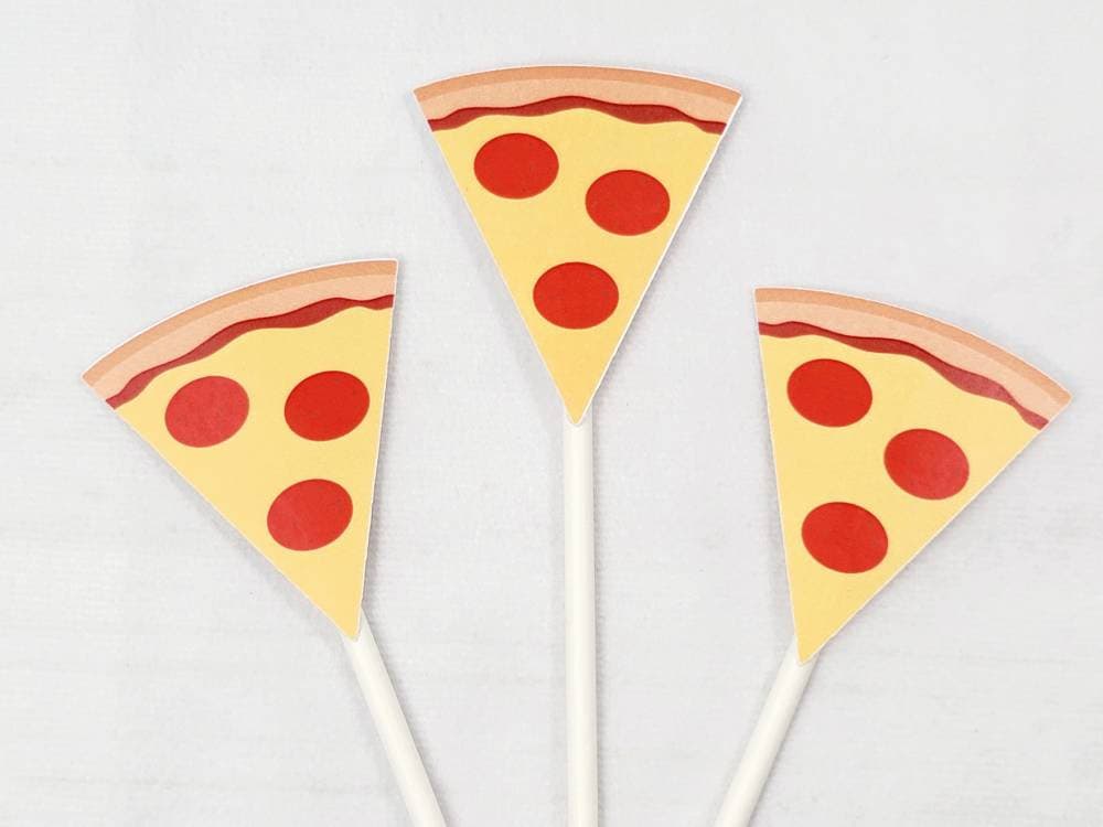 Pizza Cupcake Toppers, Pizza Party Cupcake Toppers, Fast Food Cupcake Toppers - Image 2