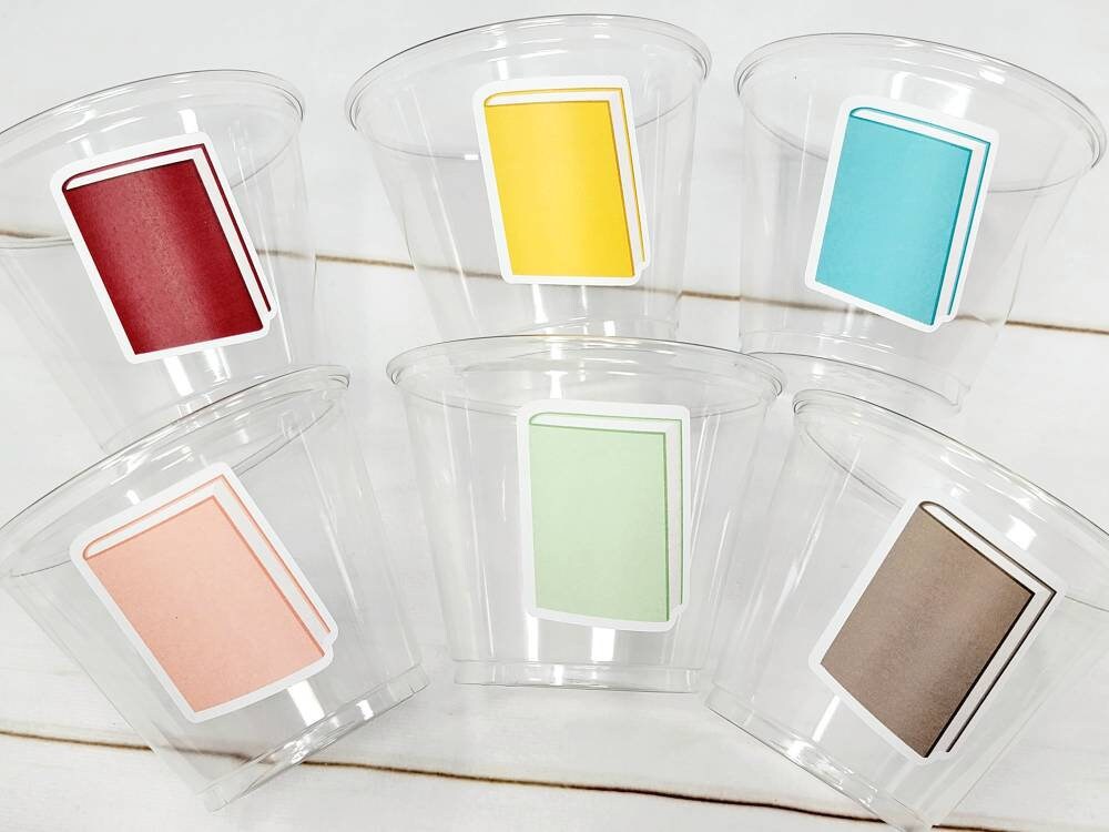 BOOK PARTY CUPS -Book Birthday Cups Book Baby Shower Book Party Favors Book Baby Shower Favors School Party Cups Teacher Gift Back to School - Image 2