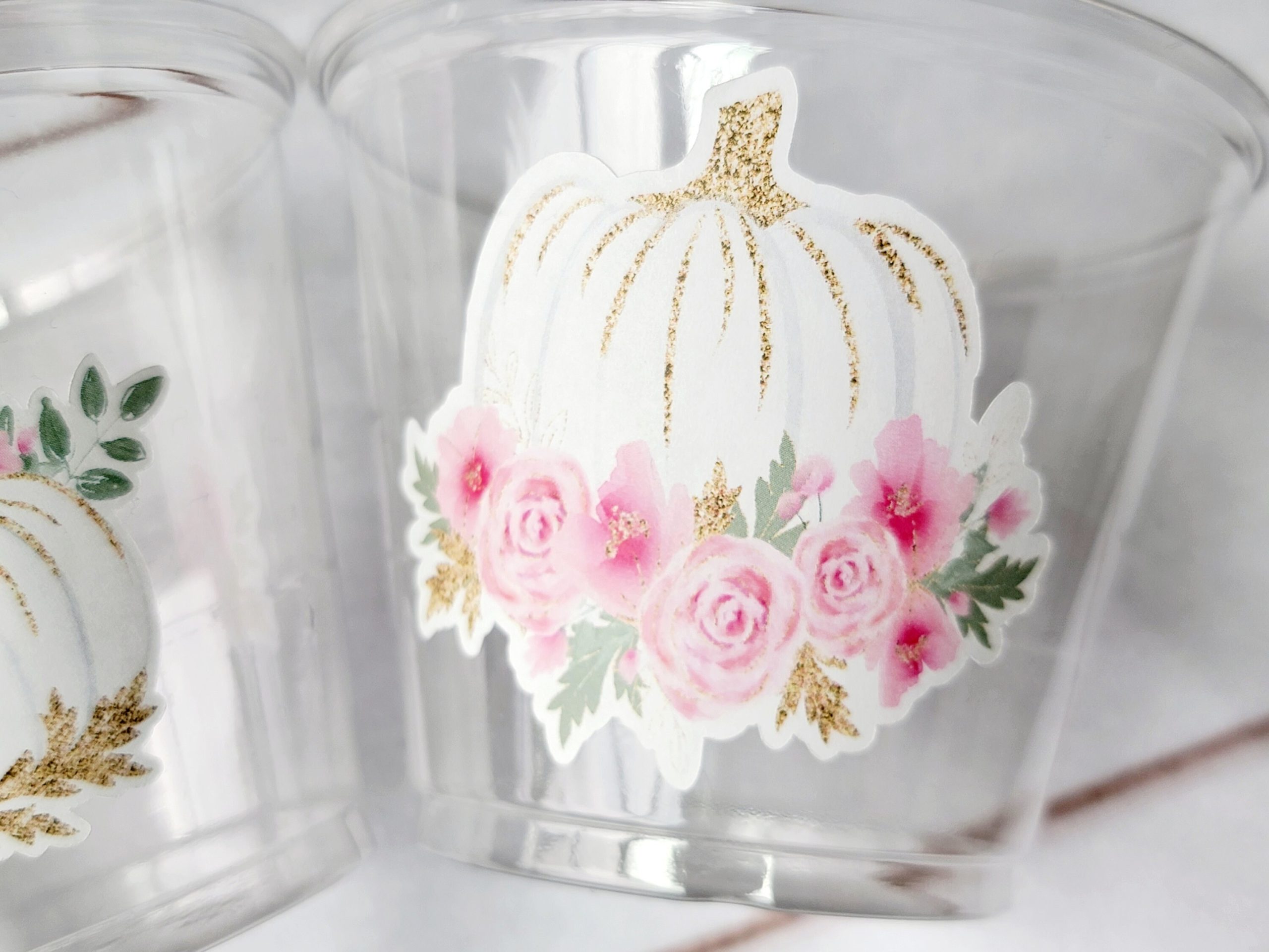 PINK PUMPKIN PARTY Cups - Pumpkin Party Cups Pink and Gold Pumpkin Cups Little Pumpkin Fall Baby Shower Pink Pumpkin Little Pumpkin Cups - Image 3