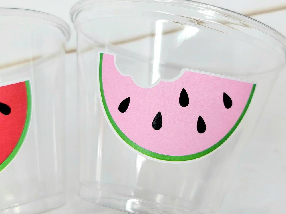 WATERMELON PARTY CUPS - Watermelon Party Favors Watermelon Treat Cups Watermelon Birthday One in a Melon First Birthday 1st Birthday - Image 4