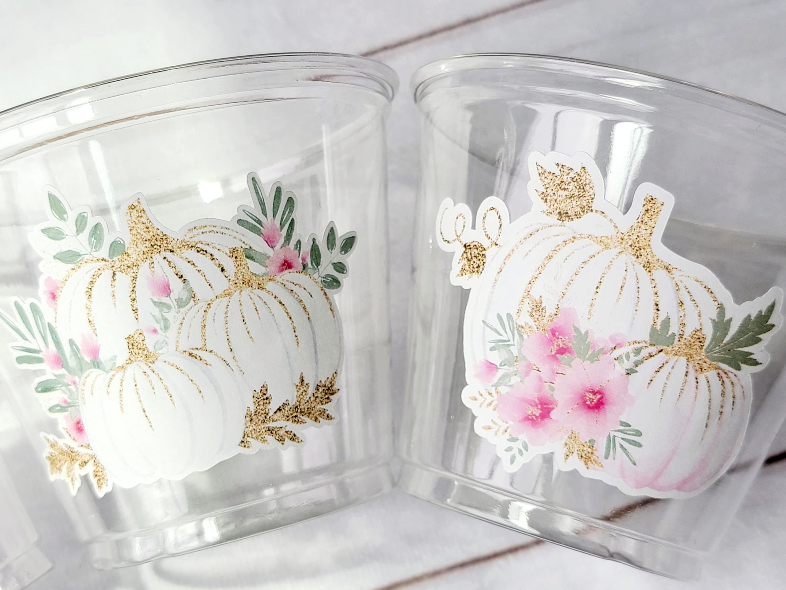 PINK PUMPKIN PARTY Cups - Pumpkin Party Cups Pink and Gold Pumpkin Cups Little Pumpkin Fall Baby Shower Pink Pumpkin Little Pumpkin Cups - Image 2