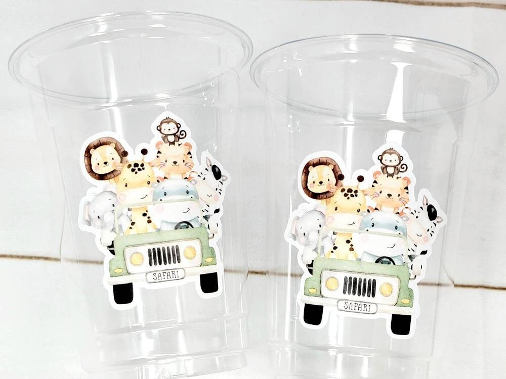 SAFARI PARTY CUPS  - Safari Birthday Cups Safari Birthday Safari Party Safari Decorations Safari Baby Shower Safari Favors Jungle Party Cups - Image 2
