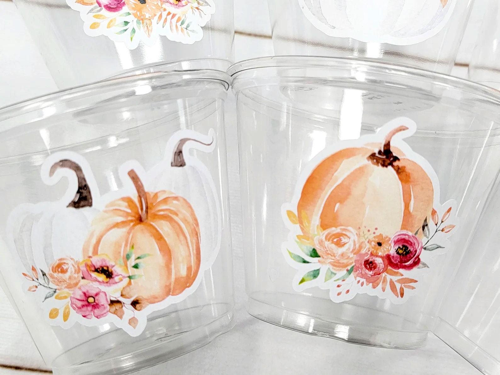 FALL PUMPKIN PARTY Cups - Little Pumpkin Cups Fall Baby Shower Cups Pink Pumpkin Fall Baby shower White Pumpkin Party Cups Party Favors - Image 5