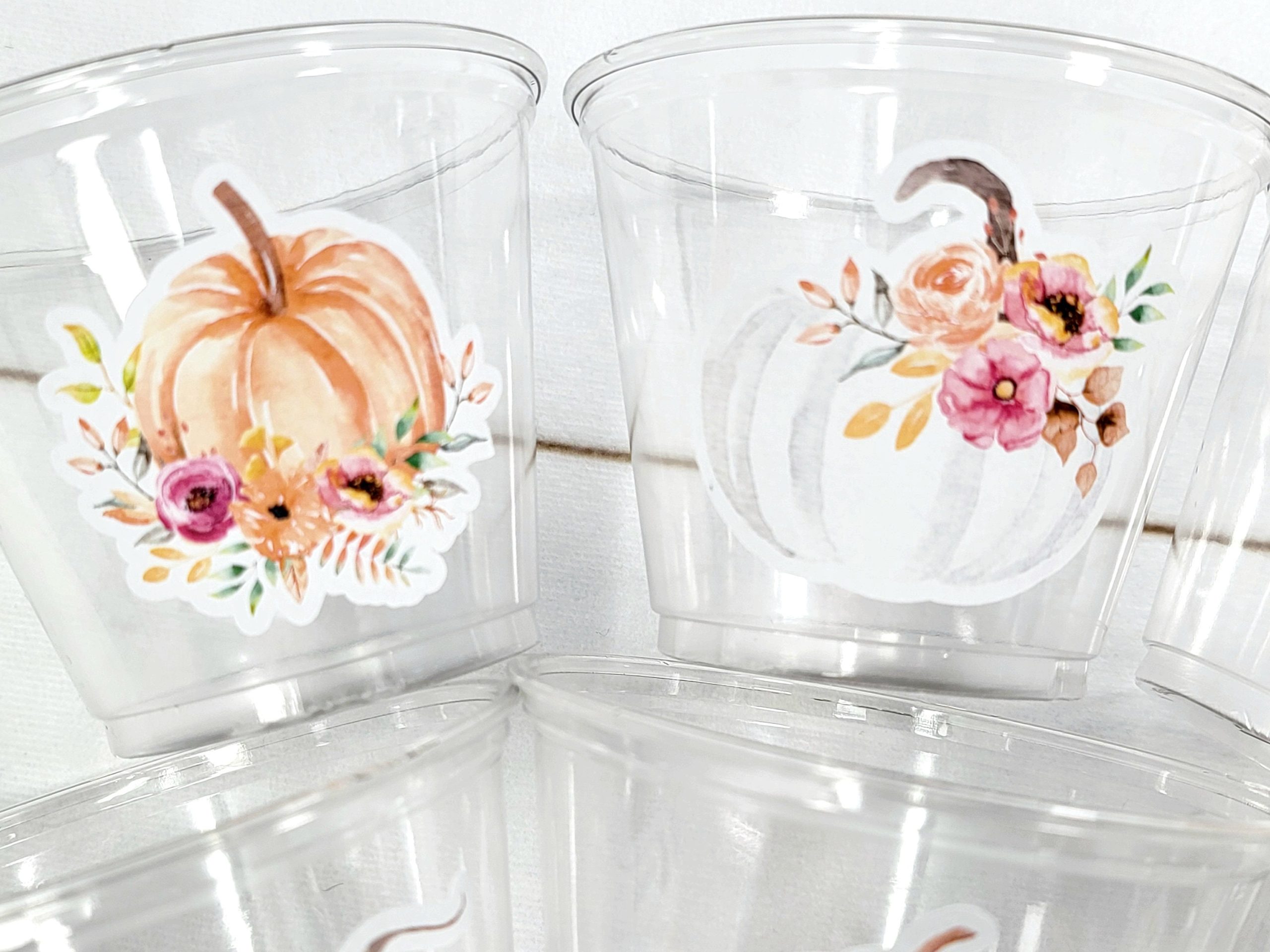 FALL PUMPKIN PARTY Cups - Little Pumpkin Cups Fall Baby Shower Cups Pink Pumpkin Fall Baby shower White Pumpkin Party Cups Party Favors - Image 3