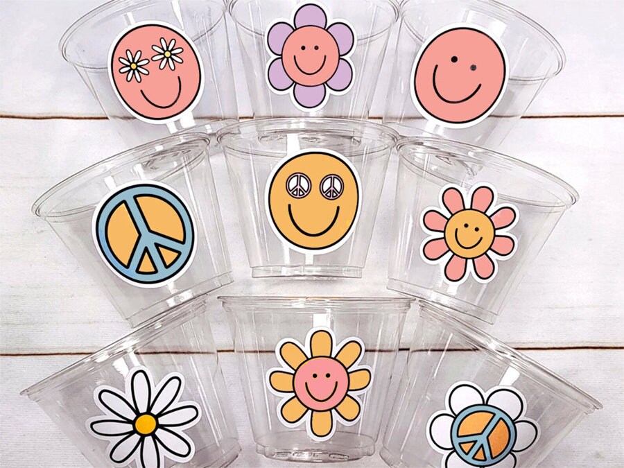 70S PARTY CUPS - 70's Birthday Cups 70's Party Cups 70's Decorations 70's Birthday Party 70's Birthday Party Decorations Hippie Party Cups - Image 2