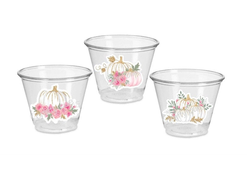 PINK PUMPKIN PARTY Cups - Pumpkin Party Cups Pink and Gold Pumpkin Cups Little Pumpkin Fall Baby Shower Pink Pumpkin Little Pumpkin Cups - Image 6