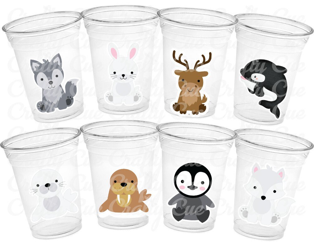 WINTER ARCTIC ANIMAL Party Cups - Disposable Winter Animal Cups Winter Baby Shower Winter Party Decorations Winter Wonderland Baby Shower - Image 2