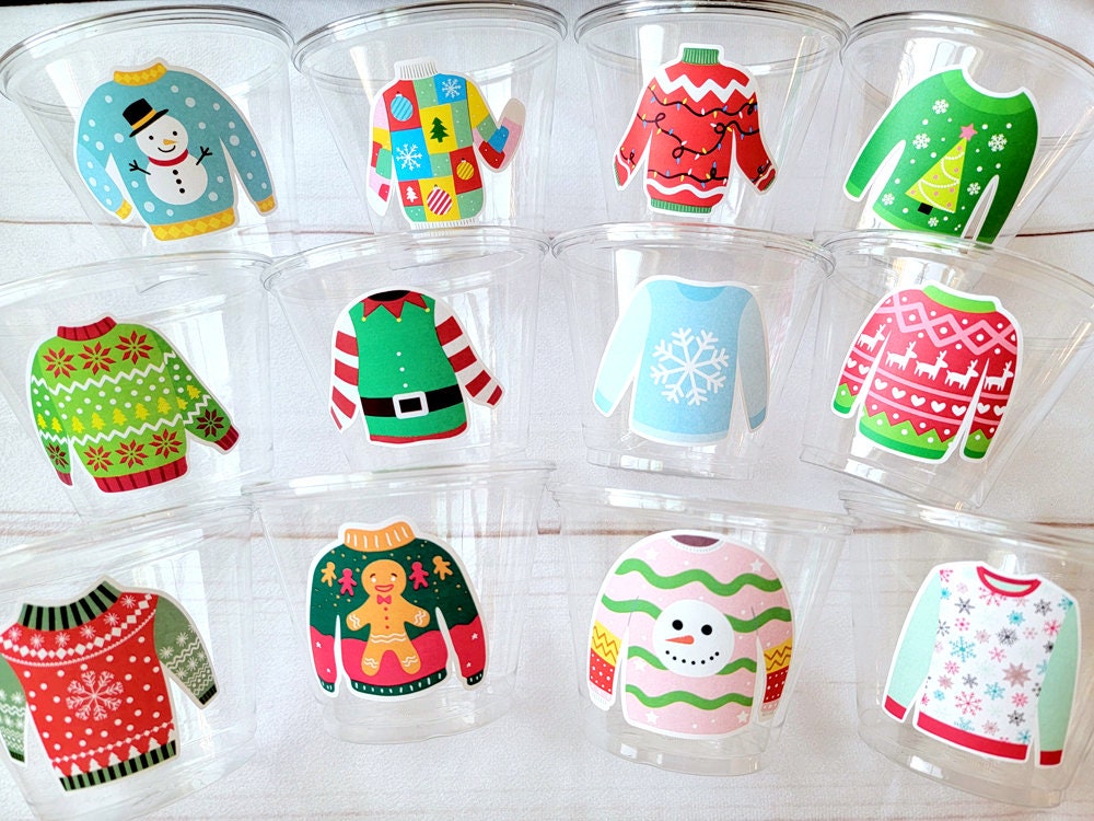 CHRISTMAS PARTY CUPS - Ugly Sweater Christmas Cups Christmas Decorations Christmas Party Supplies Christmas Party Favors Christmas Gifts - Image 6
