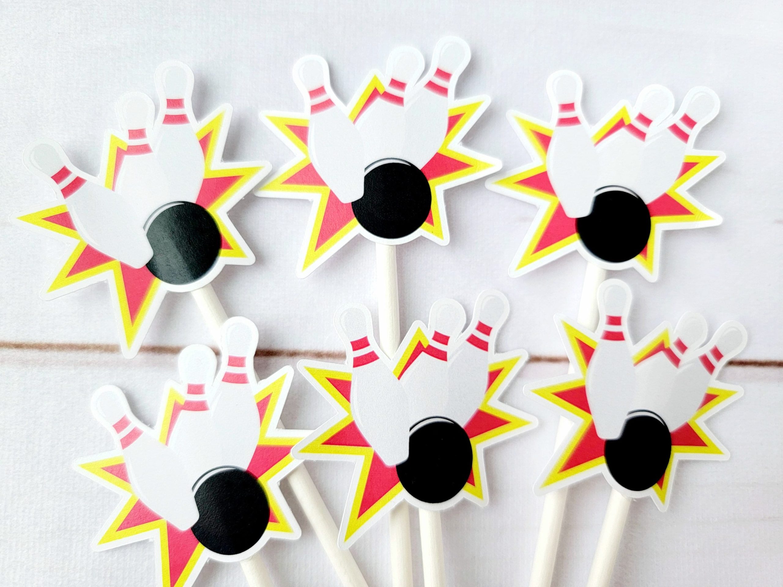 Bowling Cupcake Toppers, Bowling Strike Cupcake Toppers - Image 2