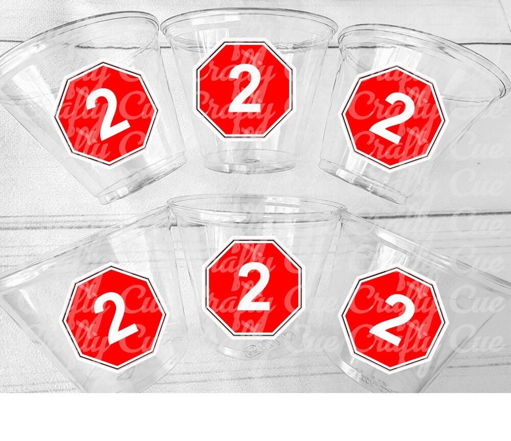 STOP SIGN CUPS - School Bus Party Cups Traffic Sign Cups Transportation Party School Bus Party School Bus Cups Racing Party Cup Race Car Cup - Image 2