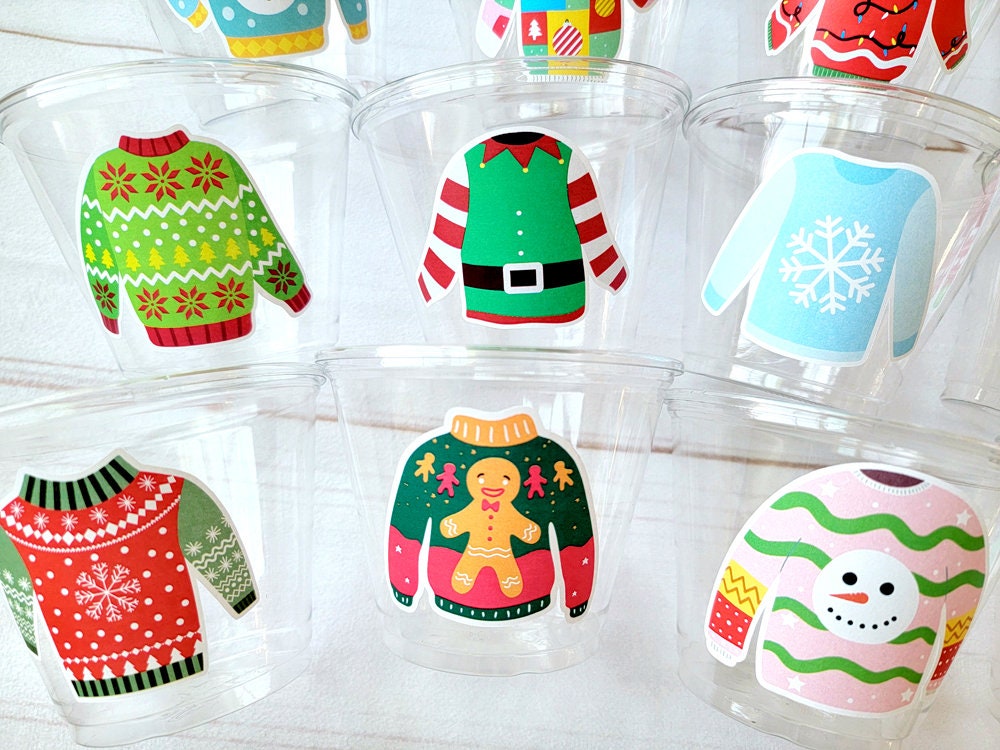 CHRISTMAS PARTY CUPS - Ugly Sweater Christmas Cups Christmas Decorations Christmas Party Supplies Christmas Party Favors Christmas Gifts - Image 5