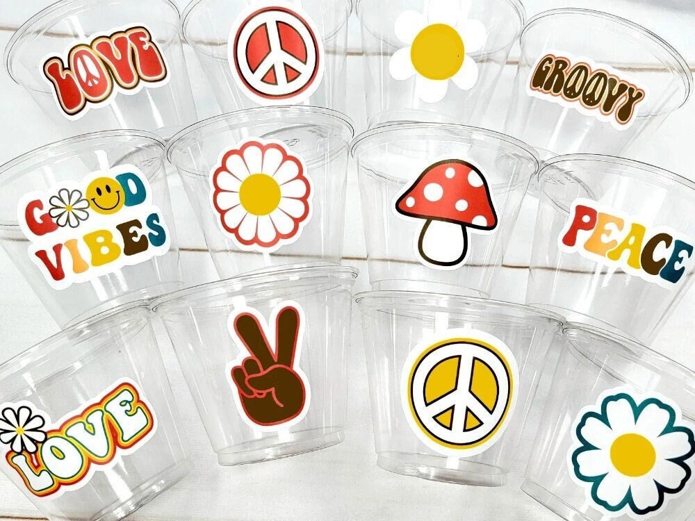 70'S PARTY CUPS - 70s Party Cups 70's Birthday Cups 70's Party Cups 70's Decorations 70's Birthday Party 70's Hippie Party 70s Birthday Cups - Image 2